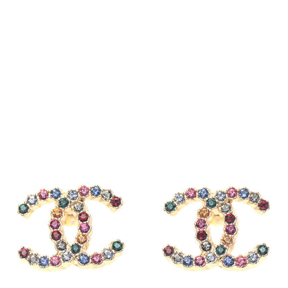Chanel Crystal Over The Rainbow CC Earrings Gold Multicolor 1 of 3
