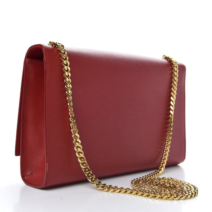 Saint Laurent Grain De Poudre Medium Monogram Kate Satchel Red 3 of 9