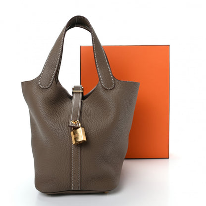 Hermes Taurillon Clemence Picotin Lock 18 PM Etoupe 10 of 10