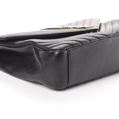 Saint Laurent Sheepskin Matelasse Chevron Monogram Large College Satchel Black 8 of 9