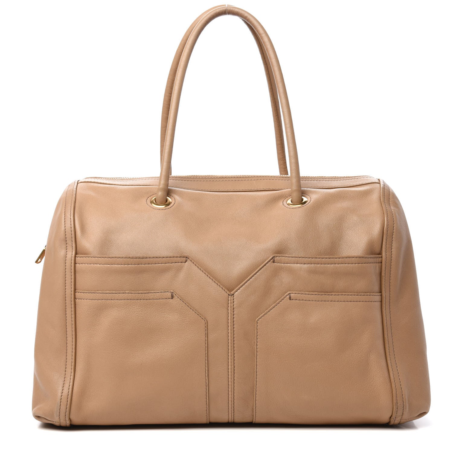 Saint Laurent Calfskin Lucky Chyc Boston Beige 1 of 12