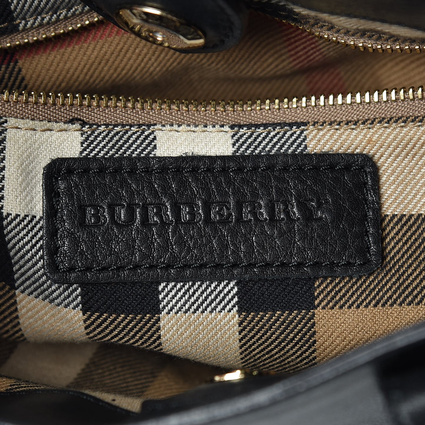 Smooth Calfskin House Check Baby Banner Tote Black