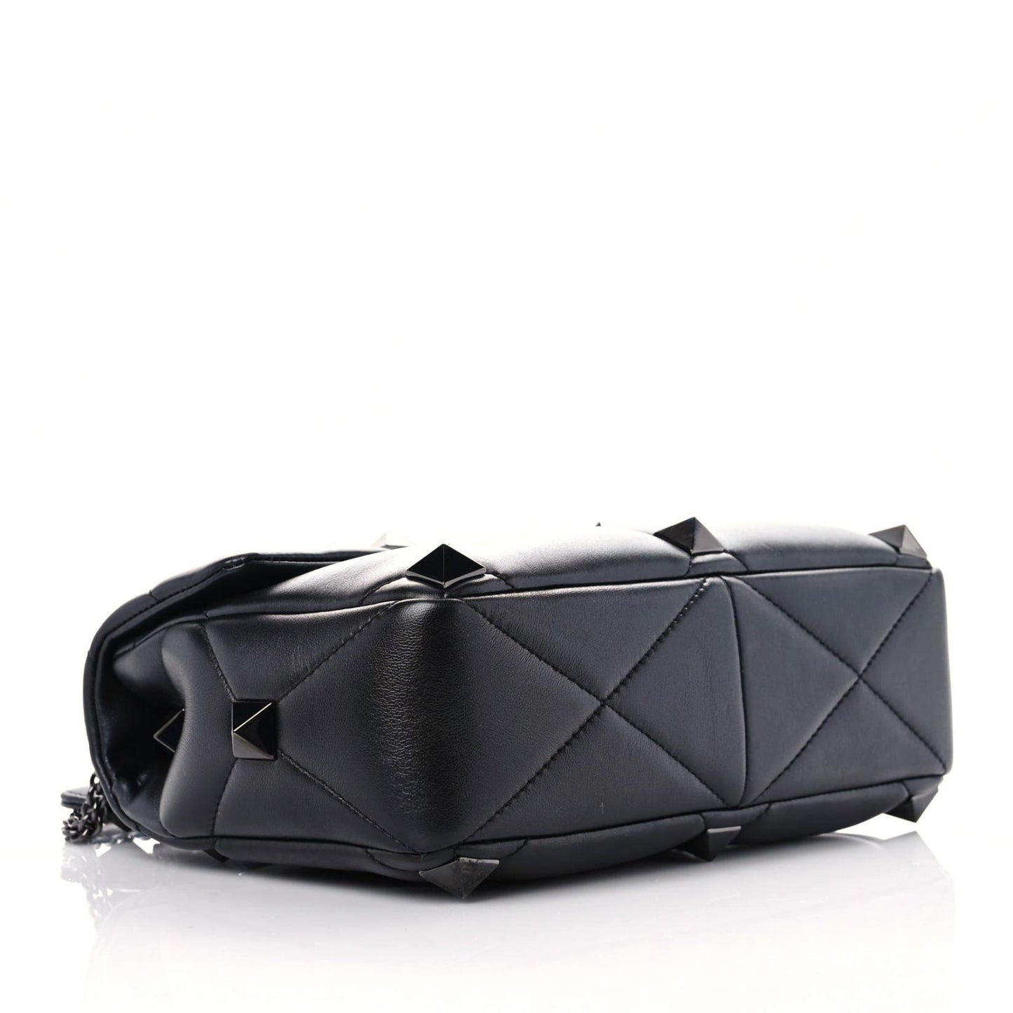 Nappa Monochrome Large Roman Stud Shoulder Bag Black