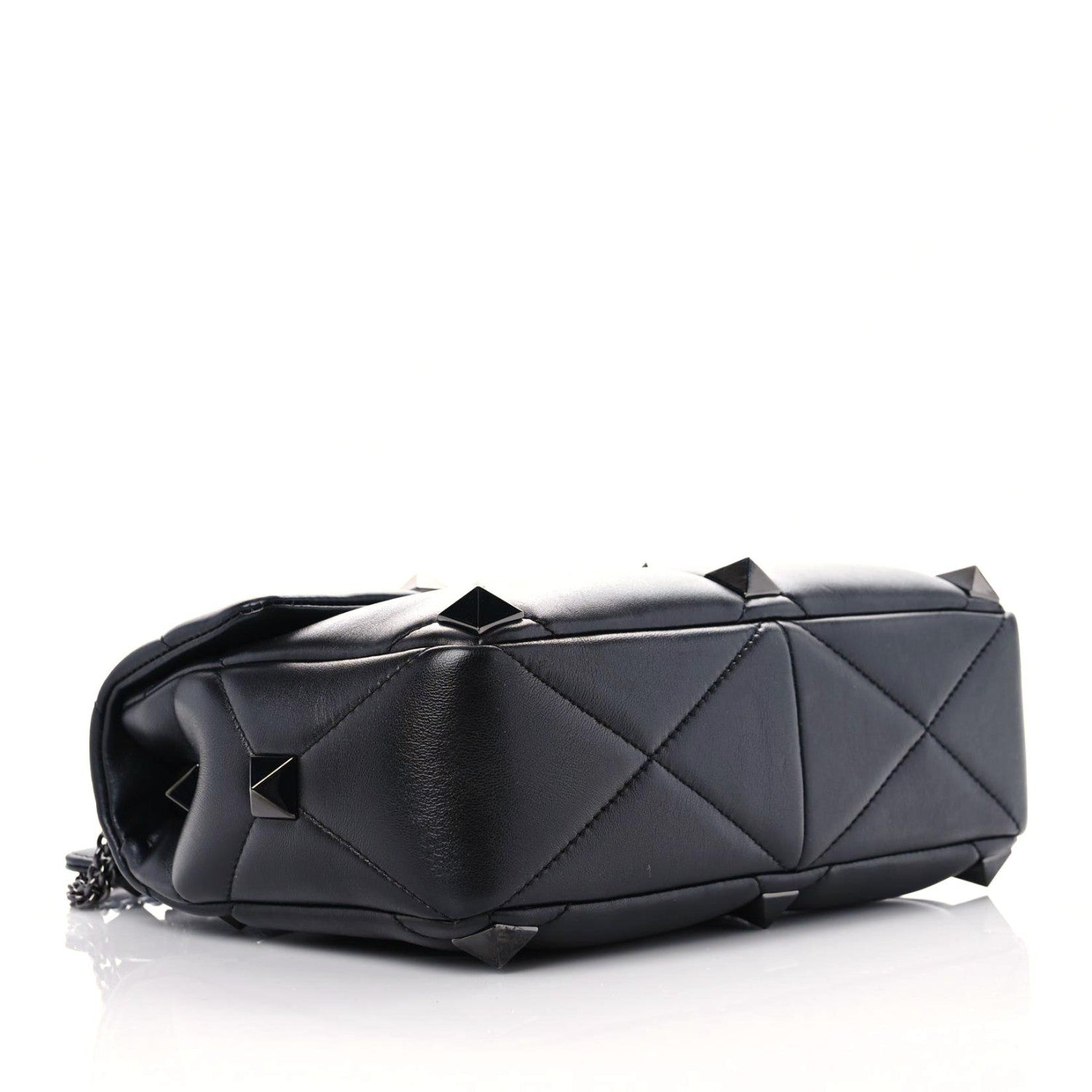 Valentino Garavani Nappa Monochrome Large Roman Stud Shoulder Bag Black 4 of 14