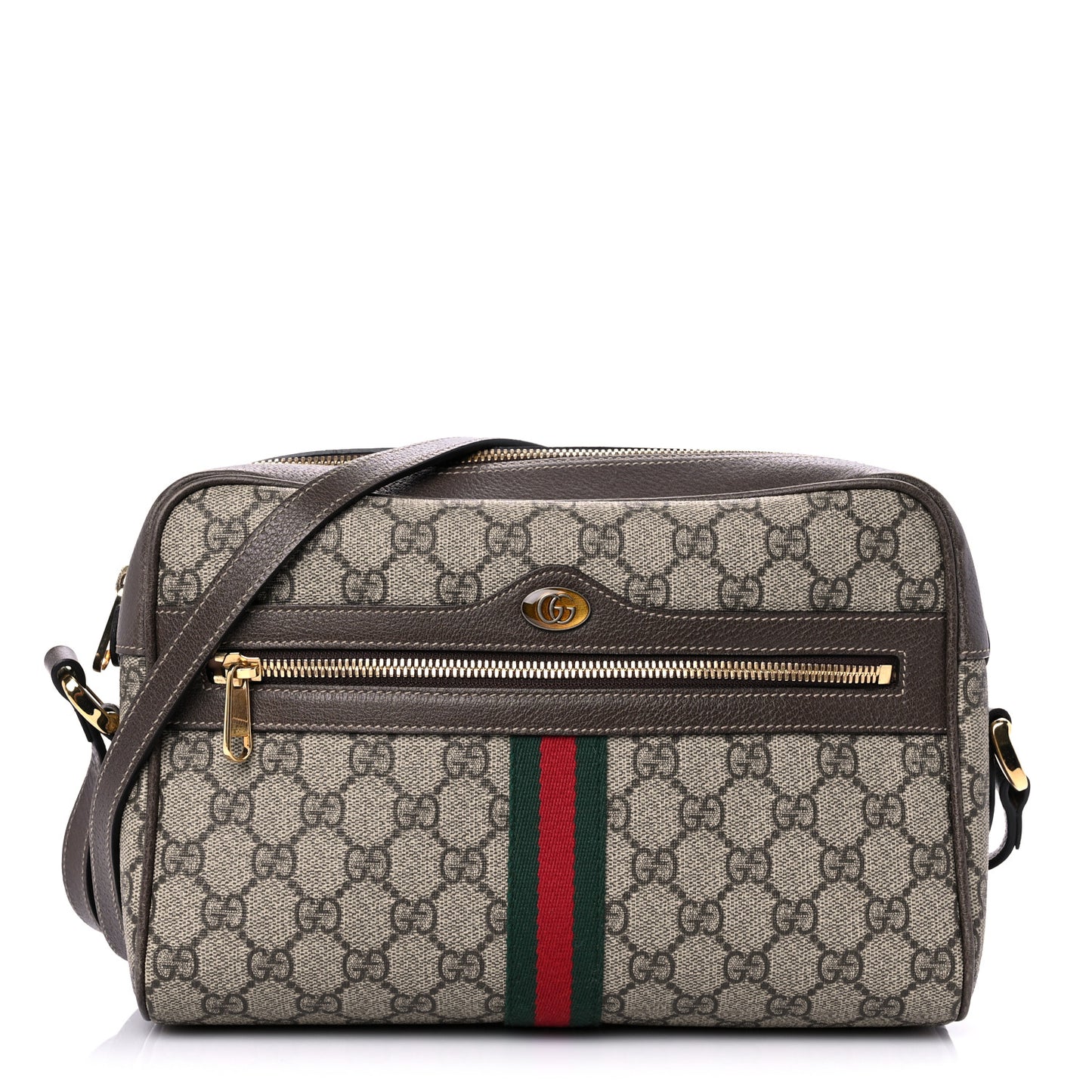 GG Supreme Monogram Web Small Ophidia Shoulder Bag Brown