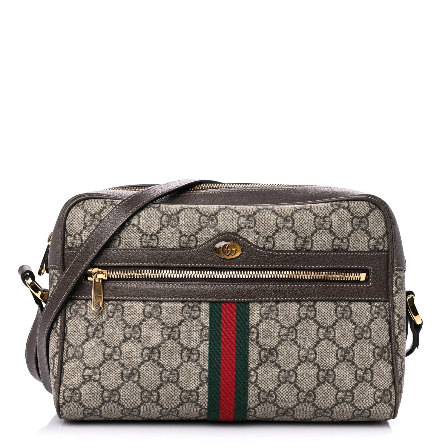 Gucci GG Supreme Monogram Web Small Ophidia Shoulder Bag Brown 1 of 18