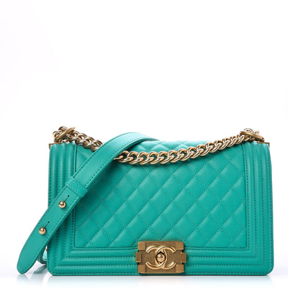 Chanel Calfskin Quilted Medium Boy Flap Turquoise 1 of 8