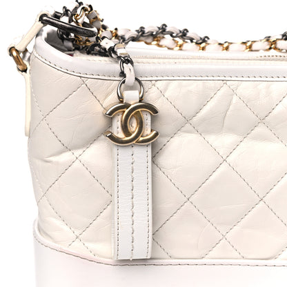 Chanel Aged Calfskin Quilted Small Gabrielle Hobo White 9 of 16
