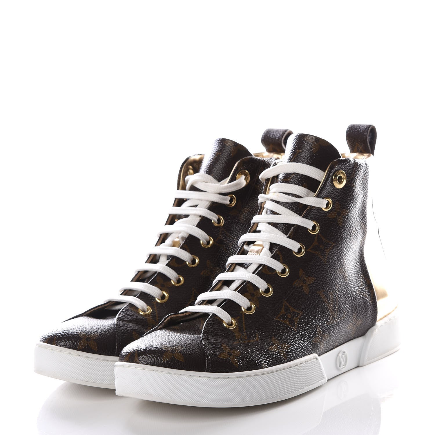 Louis Vuitton Patent Monogram Stellar Sneaker Boots 37.5 Gold 2 of 8