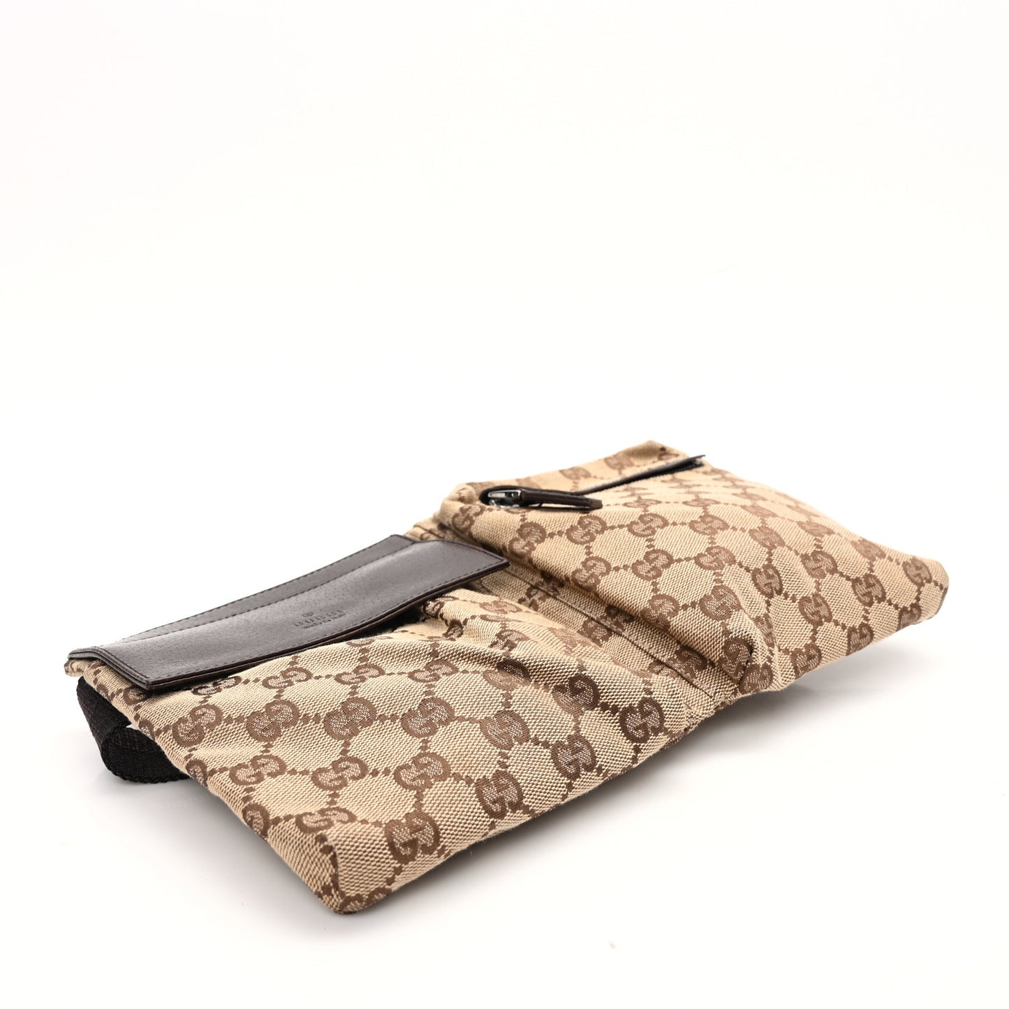 GG Monogram Double Pocket Belt Bag Dark Brown