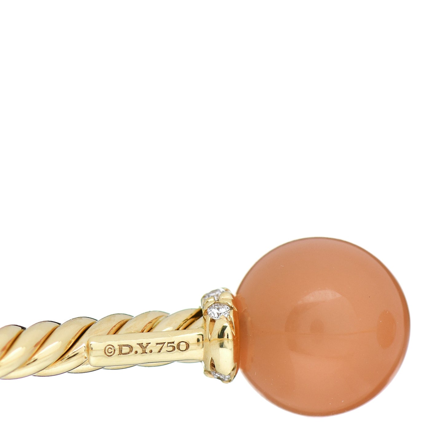 18K Yellow Gold Diamond Pink Opal 9mm Solari Bead Bracelet