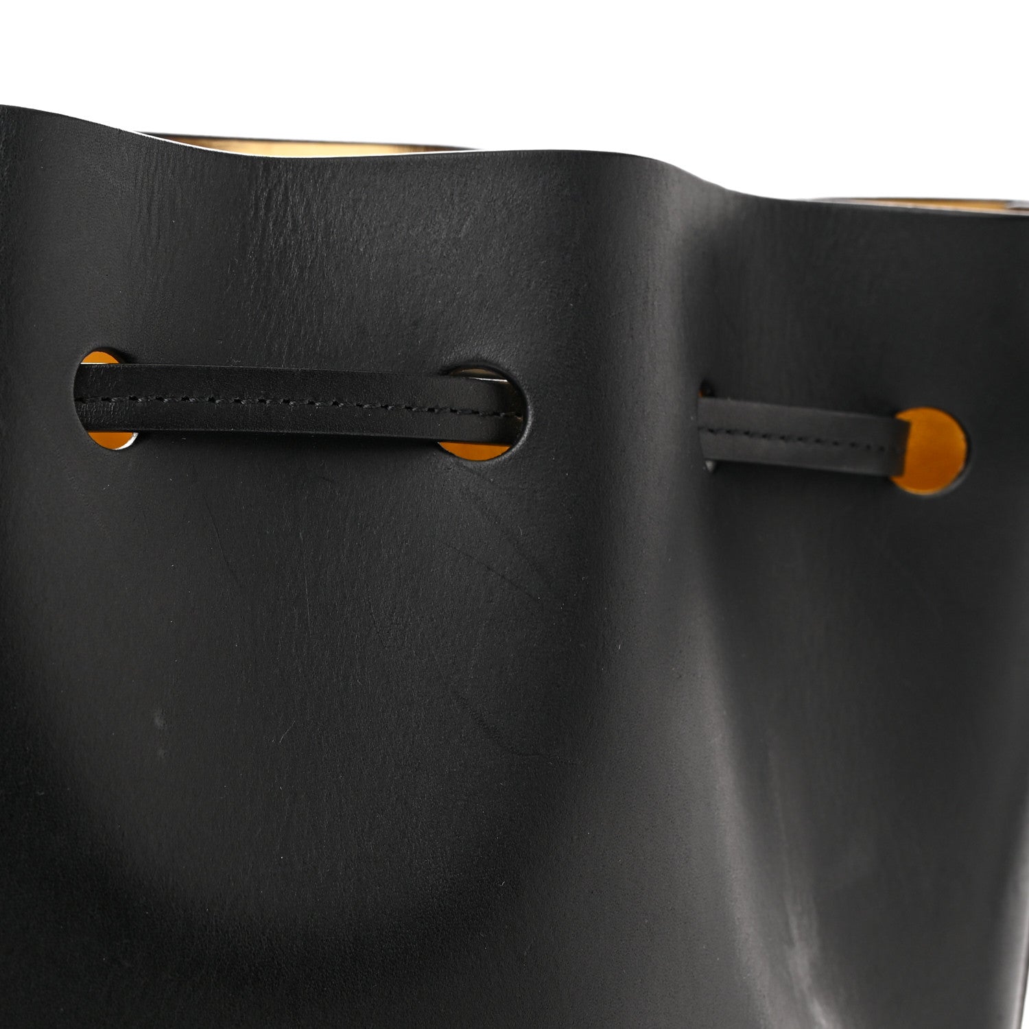 Mansur Gavriel Vegetable Tanned Calfskin Mini Bucket Bag Black Oro 13 of 14