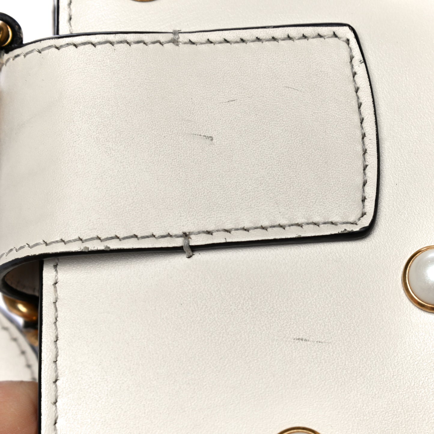 Nappa Pearl Studded Mini Queen Margaret Broadway Shoulder Bag Mystic White