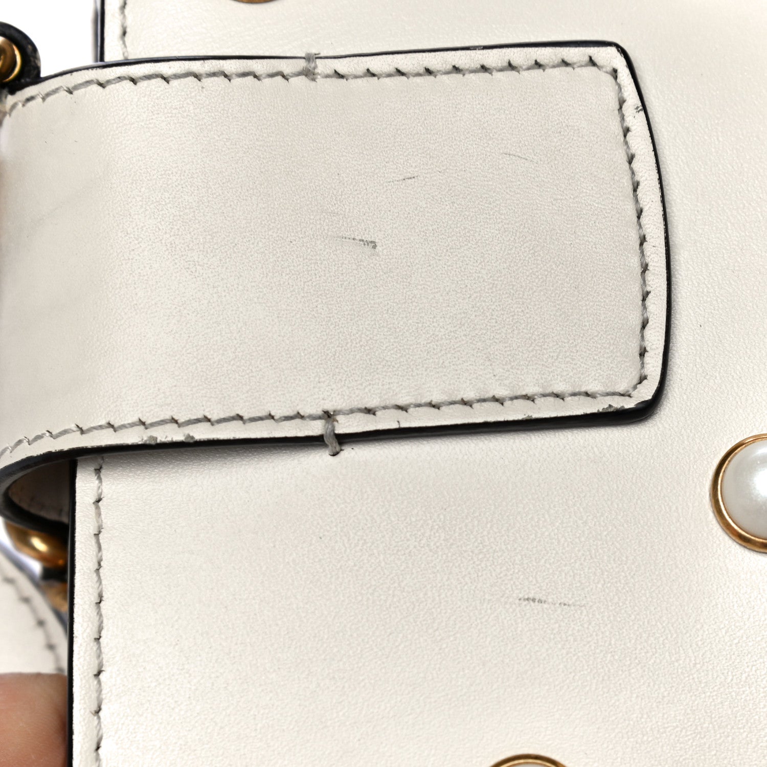 Gucci Nappa Pearl Studded Mini Queen Margaret Broadway Shoulder Bag Mystic White 12 of 17