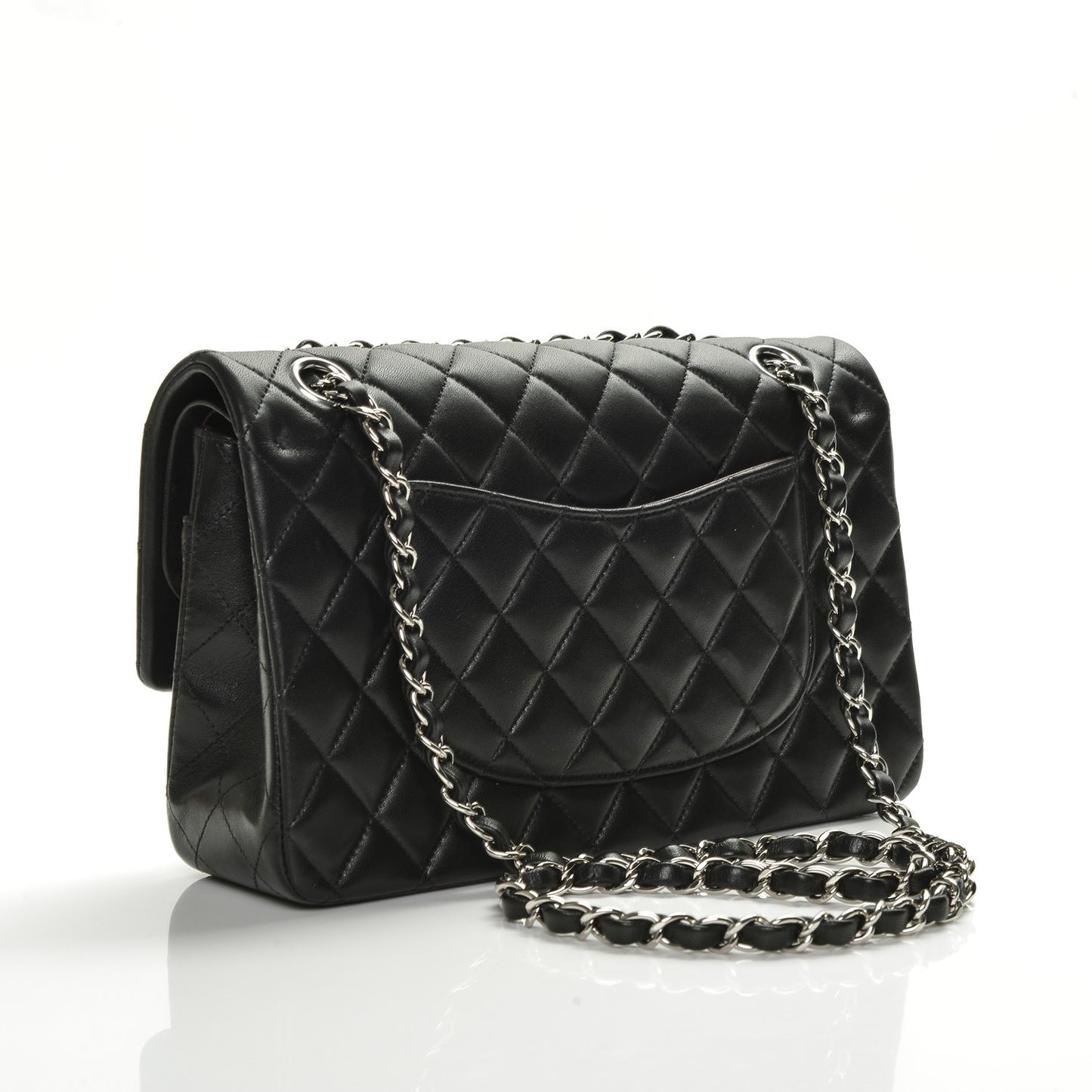 Lambskin Quilted Medium Double Flap Black