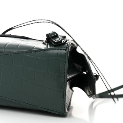 Balenciaga Semi Shiny Calfskin Crocodile Embossed Neo Classic Black Hardware Nano City Crossbody Forest Green 9 of 9