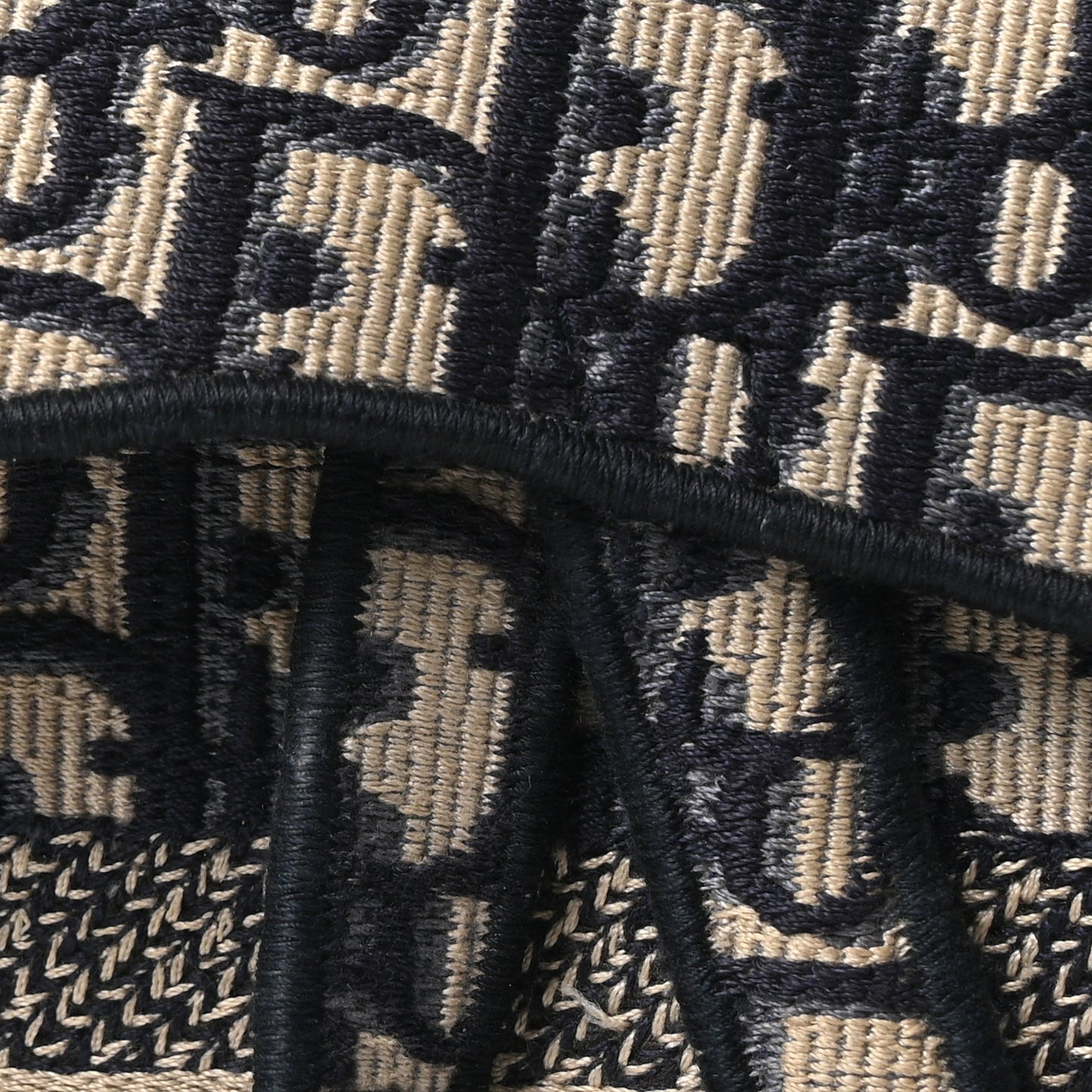 Oblique Embroidered Saddle Bag Blue