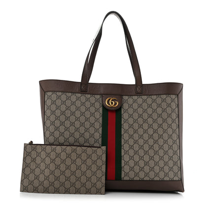 Gucci GG Supreme Monogram Web Ophidia Tote Brown 3 of 16