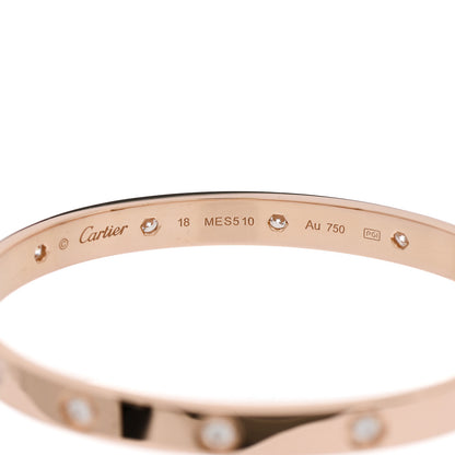 Cartier 18K Pink Gold 10 Diamond LOVE Bracelet 18 3 of 4