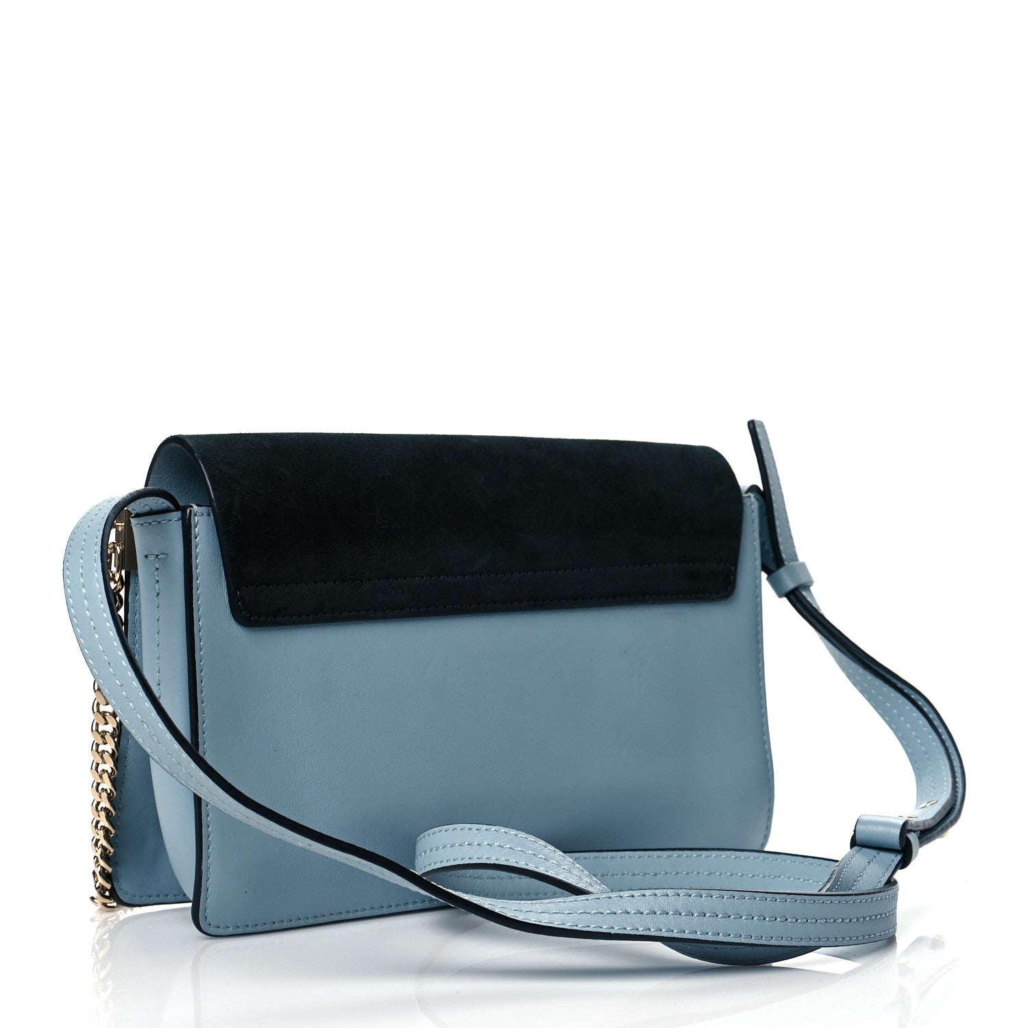 Chloe Suede Calfskin Small Faye Shoulder Bag Summer Blue Intense Green 3 of 12