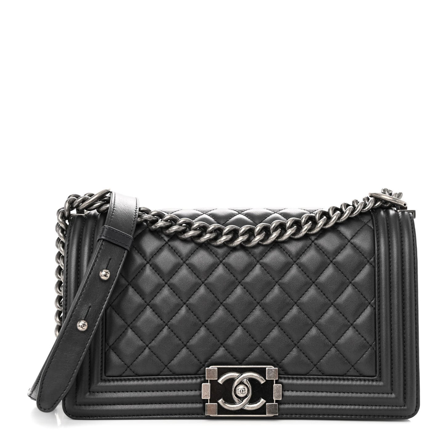 Calfskin Quilted Medium Boy Flap Black