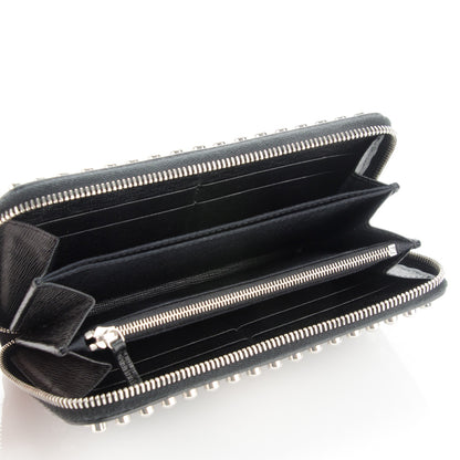 Fendi Vitello Elite Mink Fur Studded Karlito Zip Around Wallet Black 5 of 9