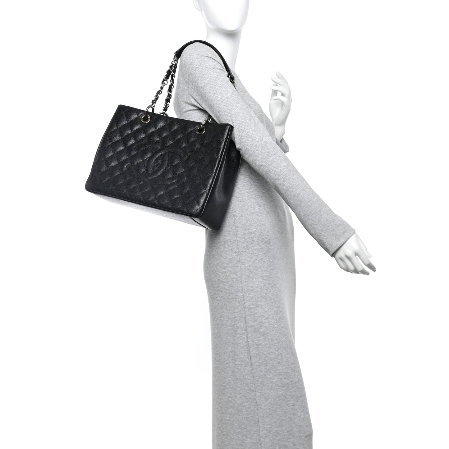 Caviar Quilted Grand Shopping Tote GST Black