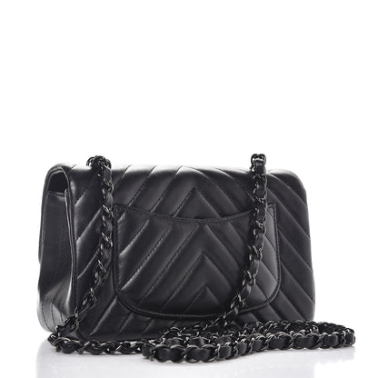 Chanel Lambskin Chevron Quilted Mini Rectangular Flap So Black 3 of 10