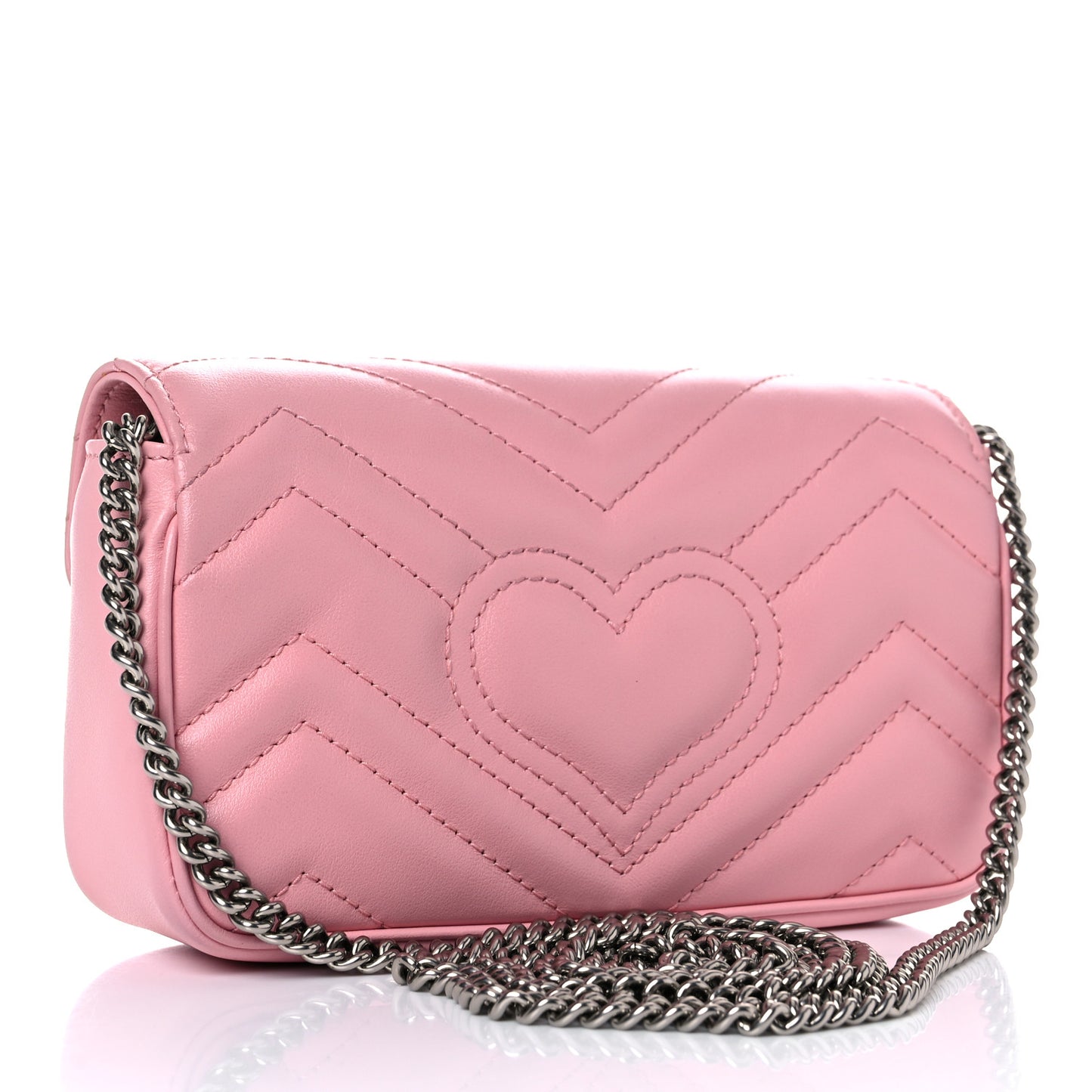 Calfskin Matelasse Super Mini GG Marmont Shoulder Bag Wild Rose