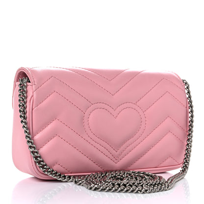 Gucci Calfskin Matelasse Super Mini GG Marmont Shoulder Bag Wild Rose 3 of 10