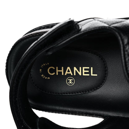 Chanel Grained Calfskin Velcro Dad Sandals 36 Black 7 of 9