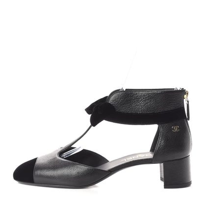 Chanel Goatskin Velvet Cap Toe CC Bow Cut Out Ankle Boots 41 Black 1 of 11