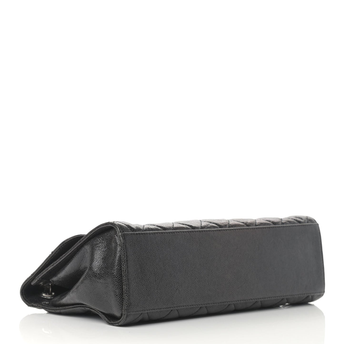 Crumpled Grained Calfskin Jumbo CC Crave Flap Black
