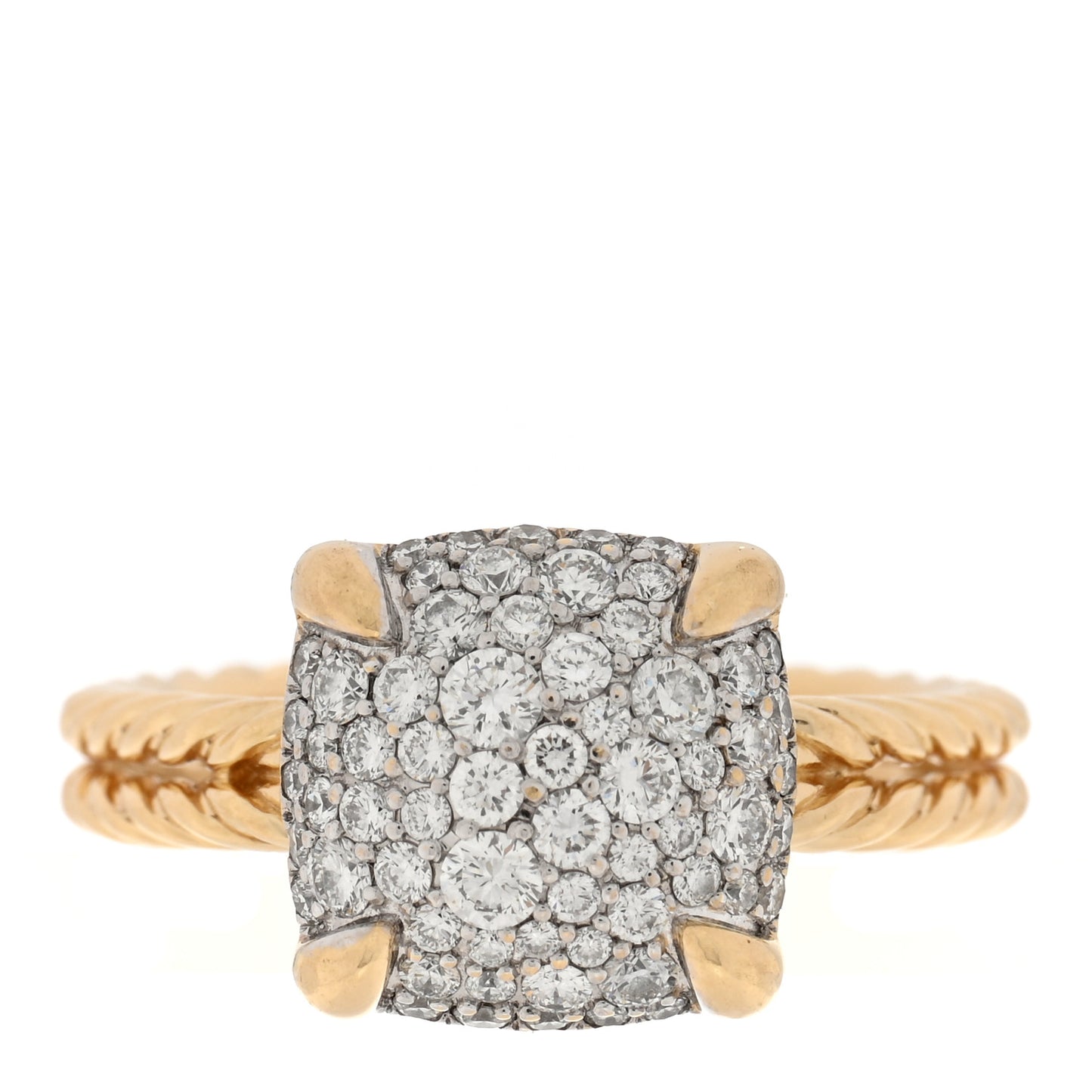 18K Yellow Gold Diamond 11mm Chatelaine Full Pave Ring 54 6.75