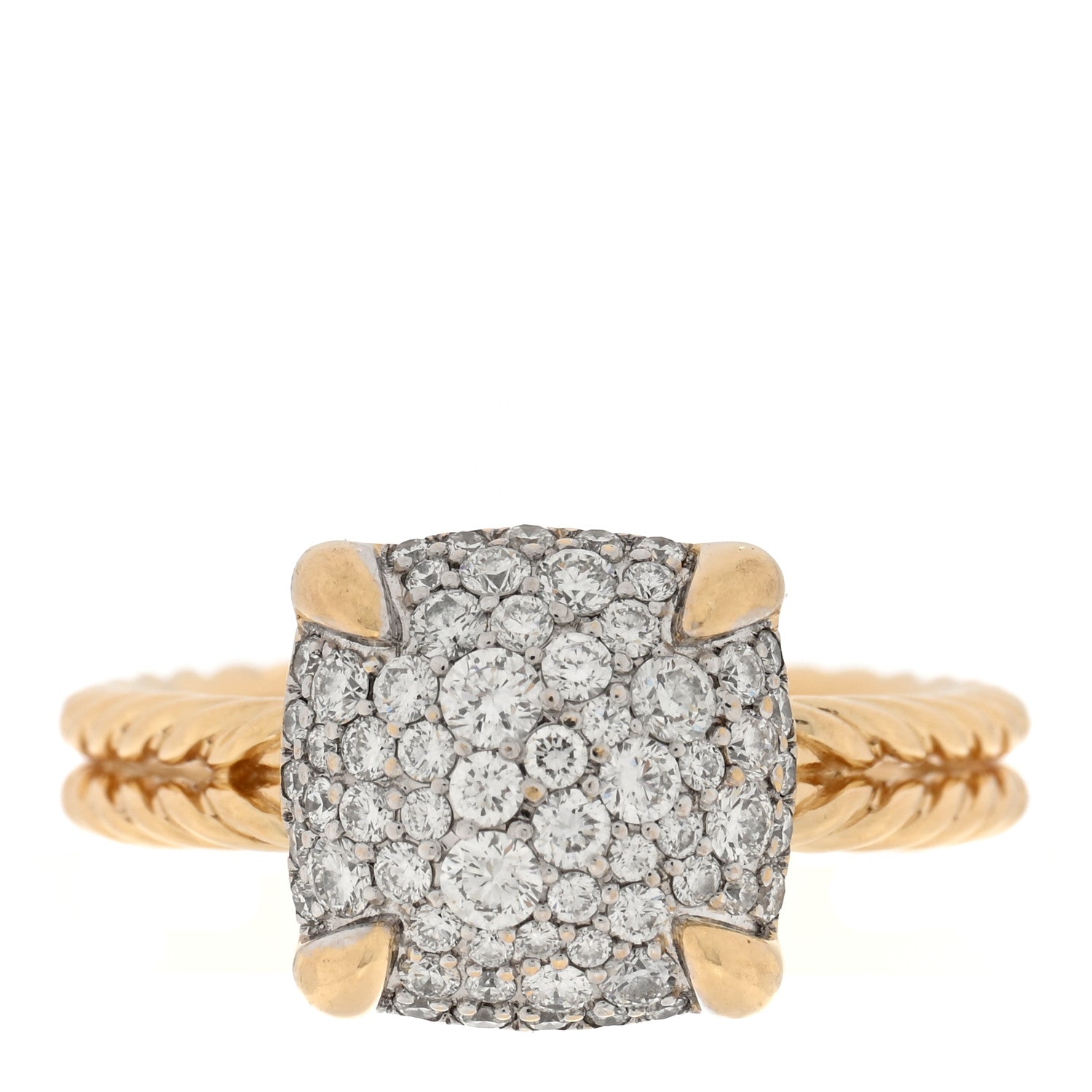 David Yurman 18K Yellow Gold Diamond 11mm Chatelaine Full Pave Ring 54 6.75 1 of 4