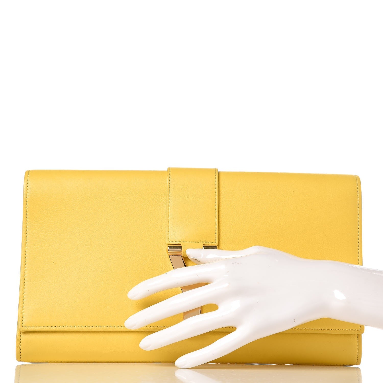 Saint Laurent Calfskin Classic Y Ligne Clutch Soleil 2 of 14