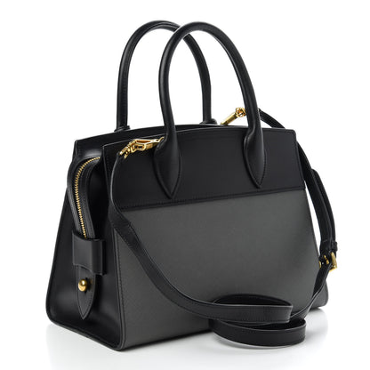 Prada Saffiano City Calfskin Small Esplanade Tote Mercurio Black 3 of 9