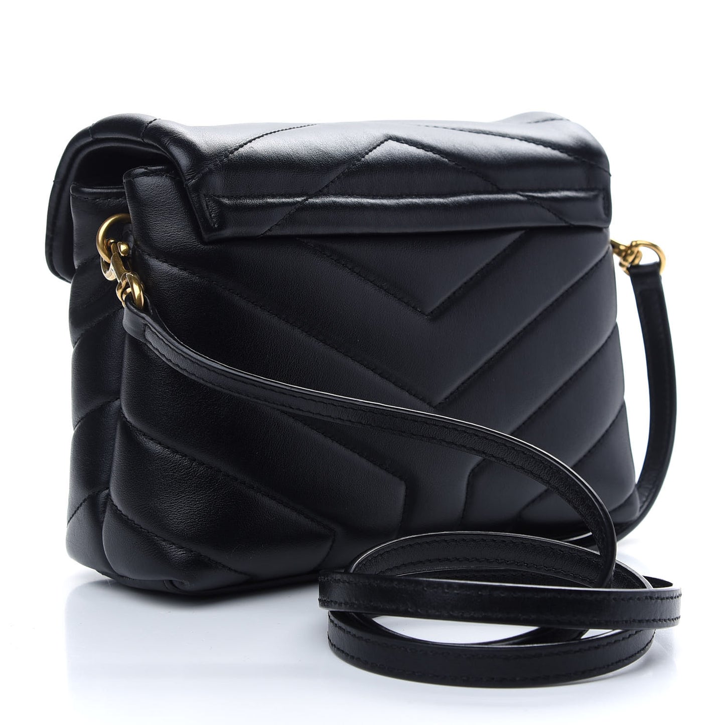 Calfskin Y Quilted Monogram Toy Loulou Crossbody Bag Black