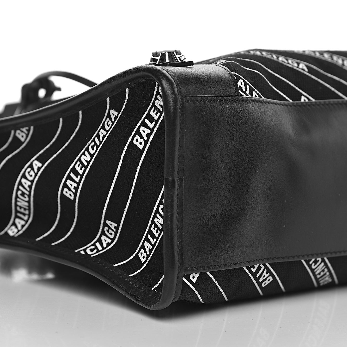 Canvas Satin Calfskin Diagonal Allover Logo Print Classic Silver Hardware S City Black White