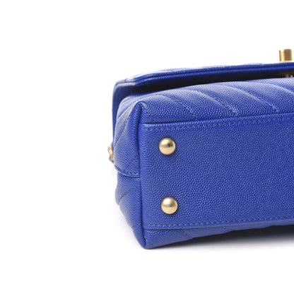 Chanel Caviar Chevron Quilted Mini Coco Handle Flap Blue 9 of 11