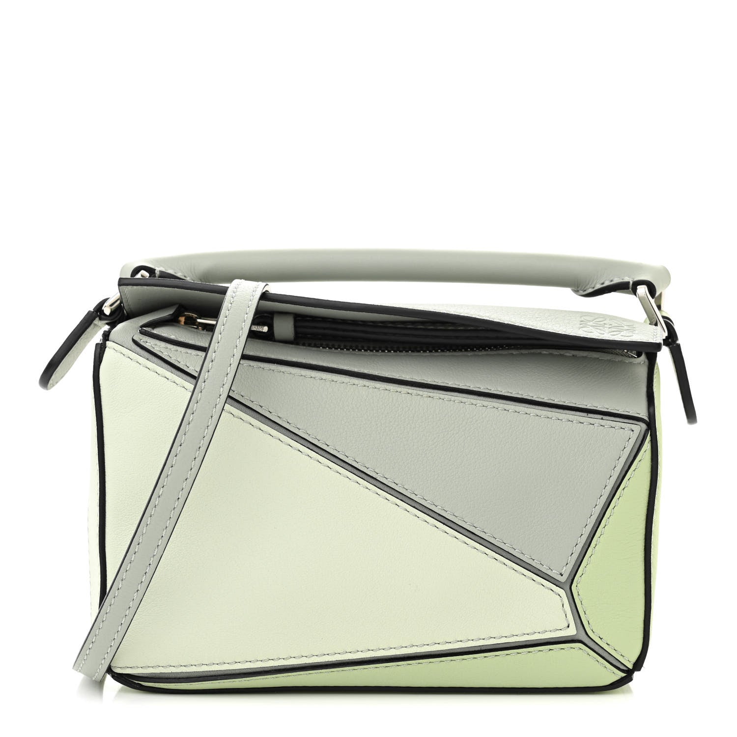 Loewe Calfskin Mini Puzzle Bag Ash Grey Light Celadon 1 of 9