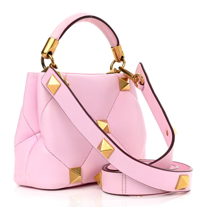 Valentino Garavani Nappa Mini Roman Stud The Handle Bag Pink Borealis 3 of 11