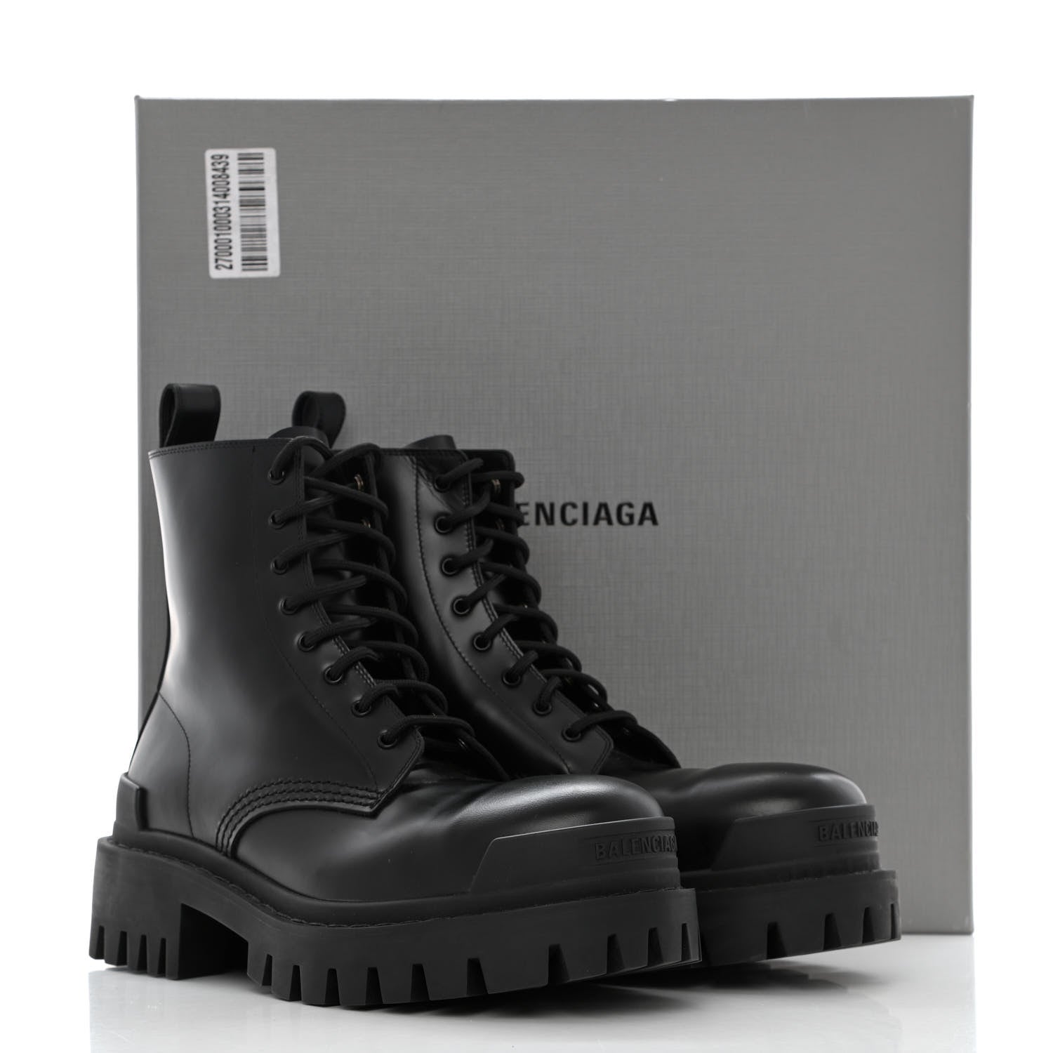Balenciaga Calfskin Womens Strike 20mm Lace Up Boots 38 Black 12 of 12