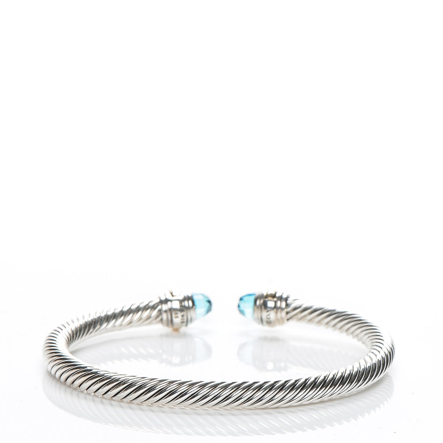 Sterling Silver 14K Yellow Gold Blue Topaz 5mm Cable Classics Bracelet