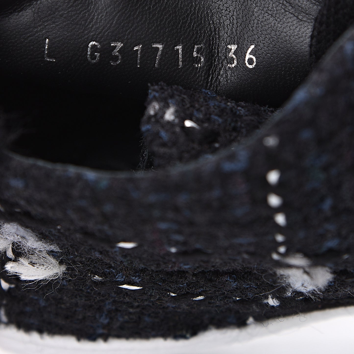 Suede Tweed High Top Sneakers 36 Black Navy