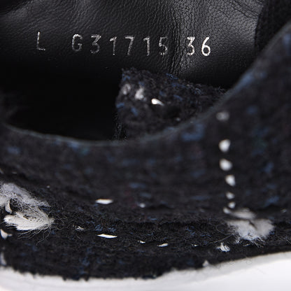 Chanel Suede Tweed High Top Sneakers 36 Black Navy 7 of 8