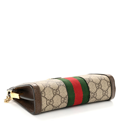 Gucci GG Supreme Monogram Textured Dollar Calfskin Web Mini Ophidia Chain Shoulder Bag Beige Ebony New Acero 4 of 12