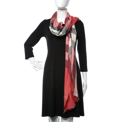 Burberry Silk Cashmere Giant Check Scarf Bright Rose 2 of 4
