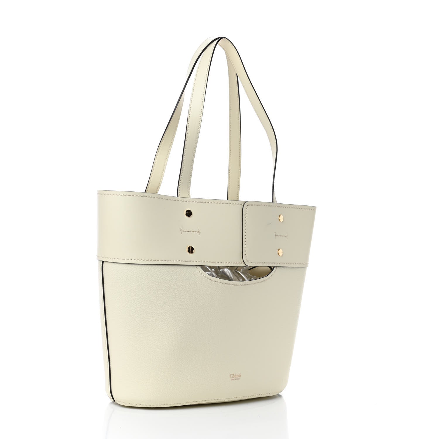 Chloe Smooth Grained Calfskin Small Aby Tote White 2 of 5