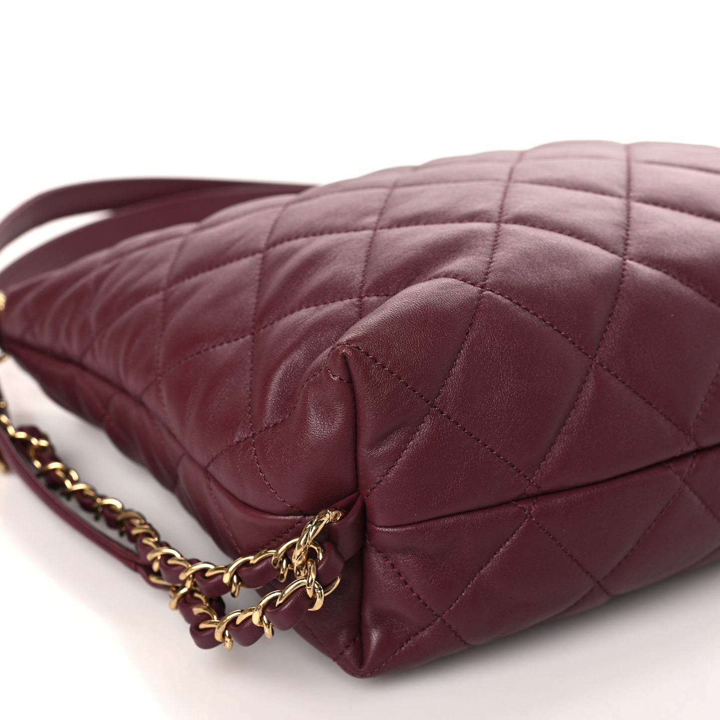 Lambskin Quilted Hobo Burgundy